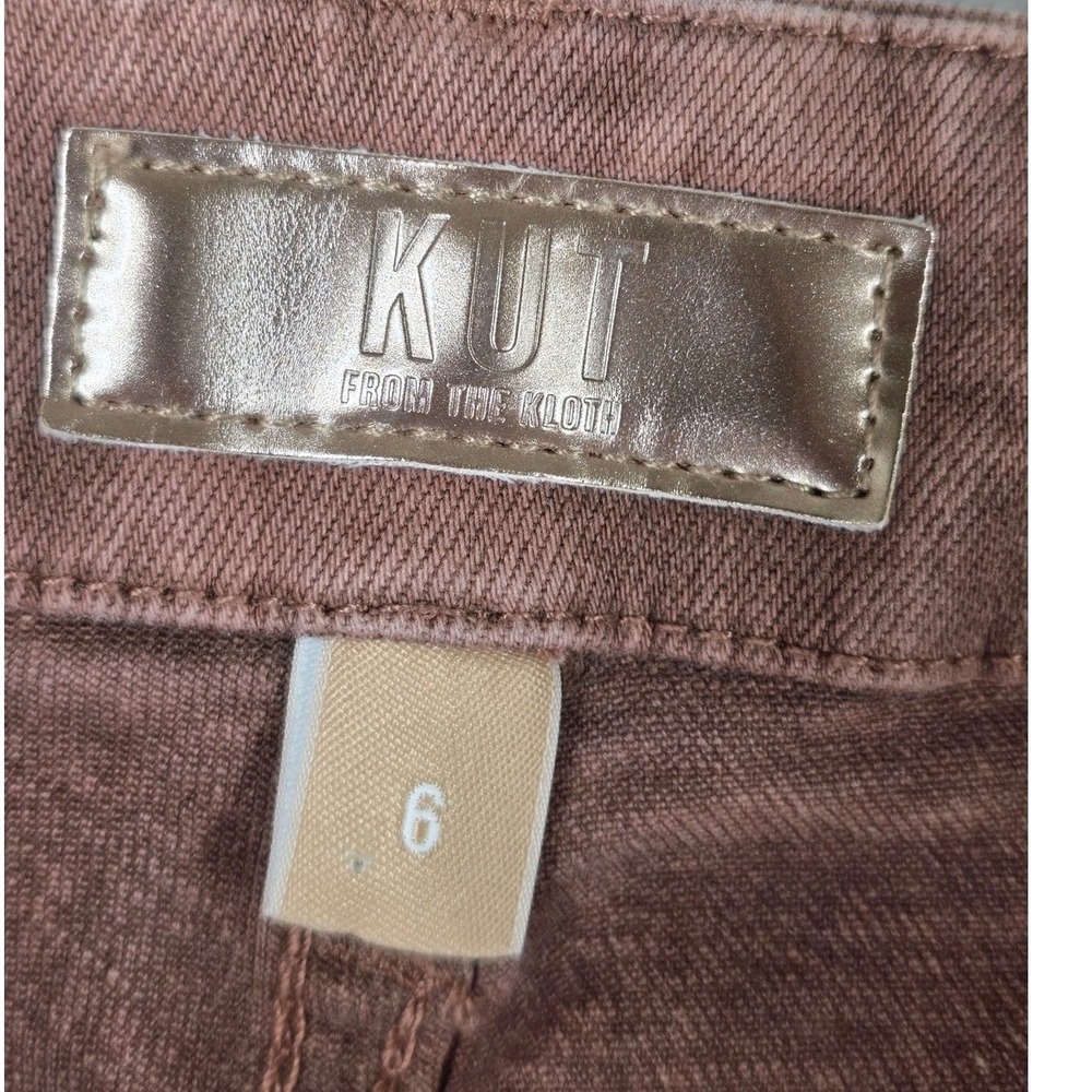 Kut Meg Fab Ab Wide Leg Jeans Womens 6 29x27 High Rise Raw Hem Stretch Mauve - Picture 5 of 16